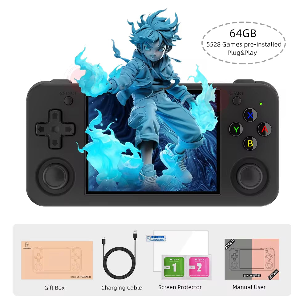 RG35XX H Hand-Held Consoles for Playing Video Games 3.5-Inch IPS 640*480 Screen Retro Game Player 3300 Mah Battery