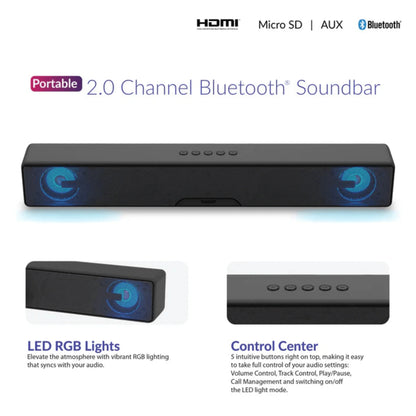 Supersonic 17.6-Inch Portable 10W Bluetooth Soundbar