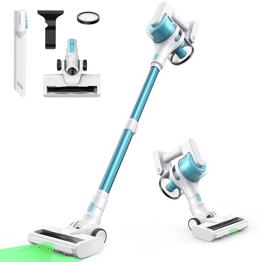 Cordless Handheld Stick Vacuum 18 Kpa Robot Vacuum Type C Rechargeable Washable HEPA with LED Light