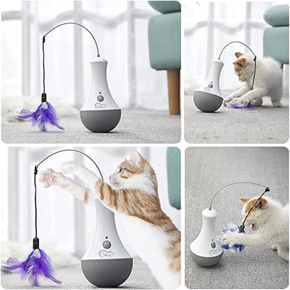 DOEL Interactive Cat Feather Teaser Toy - Automatic Indoor Play Gift for Kittens