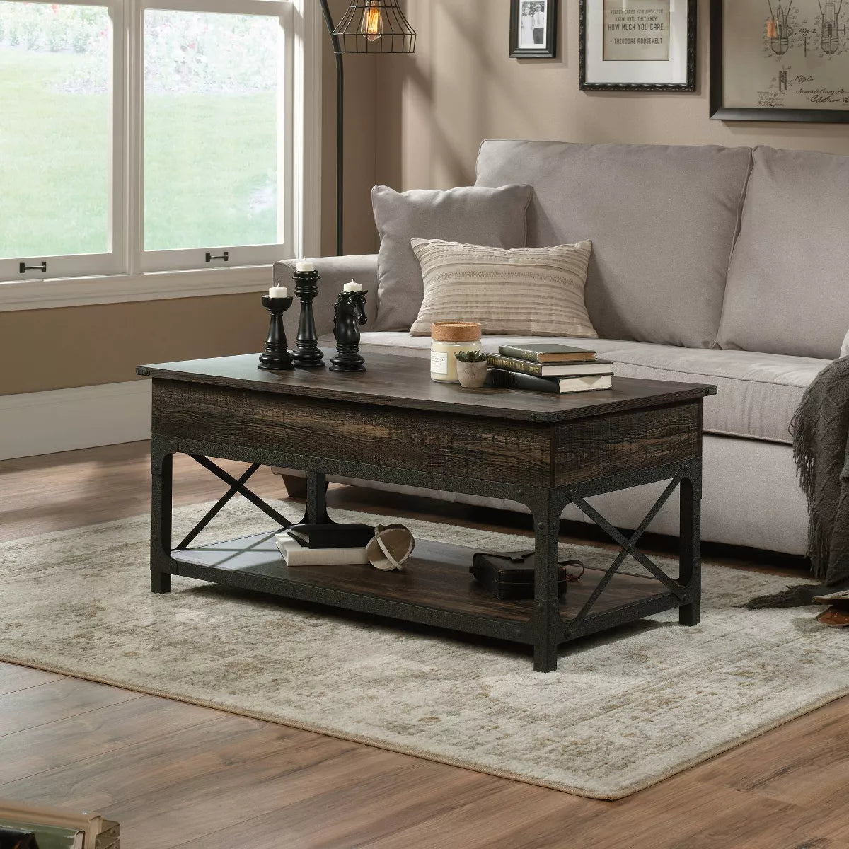 Steel River Lift-Top Coffee Table - Carbon Brown