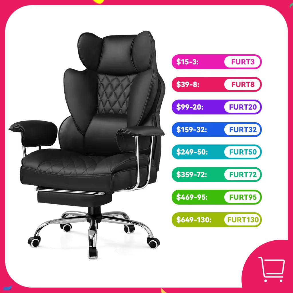 Ergonomic Big and Tall Gaming Chair with Pocket Spring Lumbar Support and Footrest