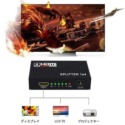 4 Port HDMI 4K Hub Multi Splitter & Amplifier for 3D HDTV 1080P 1X4 1 in 4 Out