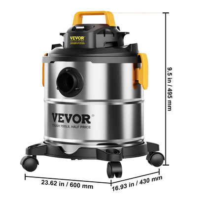 Stainless Steel Wet Dry Shop Vacuum Wet Dry Vac Powerful Suction Small Shop Vac Perfect for Carpet Debris Pet Hair