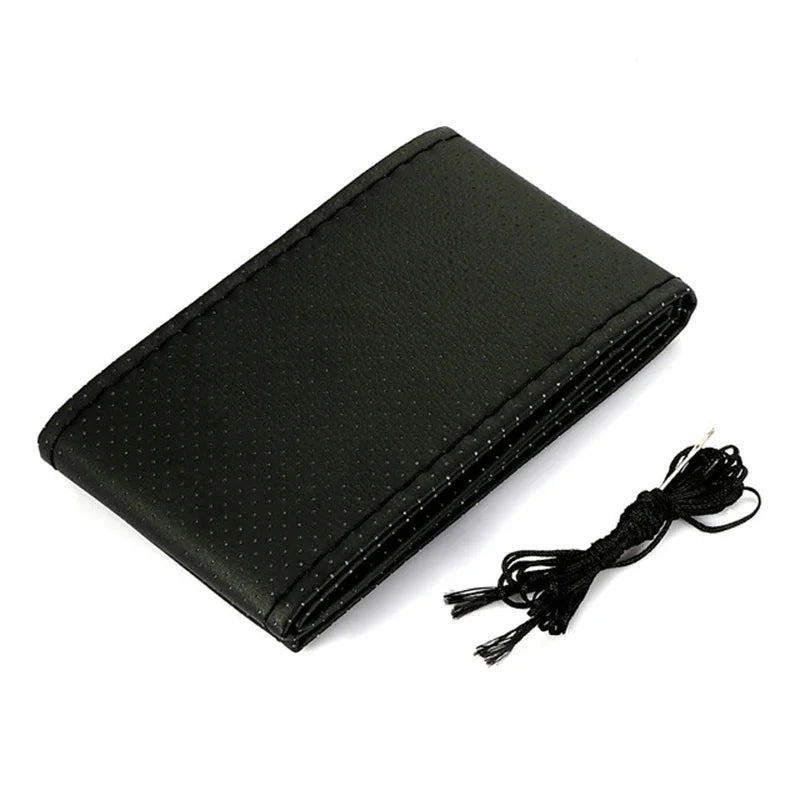 Premium Car Steering Wheel Cover Kit with Needles and Braided Thread - Two-Color DIY Soft Artificial Leather Auto Accessories