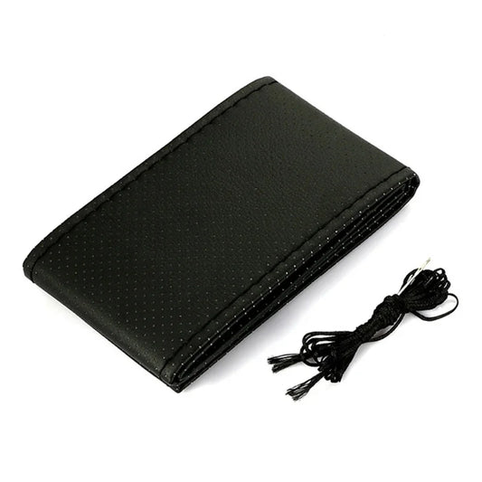 Premium Car Steering Wheel Cover Kit with Needles and Braided Thread - Two-Color DIY Soft Artificial Leather Auto Accessories