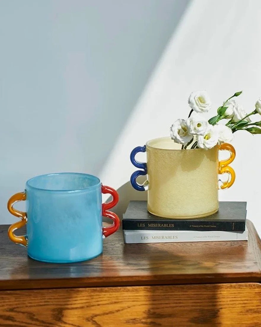 Handblown Whimsical Cylinder Vase - Eclectic Table Setting Centrepieces