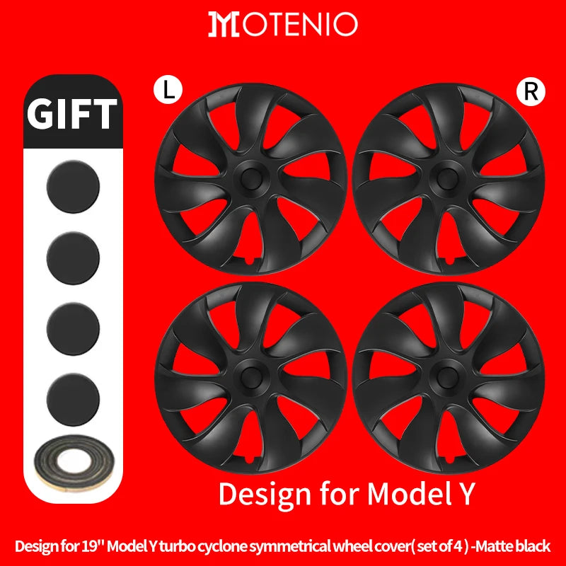 4-Piece Wheel Cap Set for Tesla Model Y (2020-2024) 19-Inch Hubcap Replacement Accessories