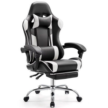 JHK Ergonomic Racing Gaming Chair with Adjustable Swivel, PU Leather, Headrest, and Lumbar Support for Office and Living Room Use