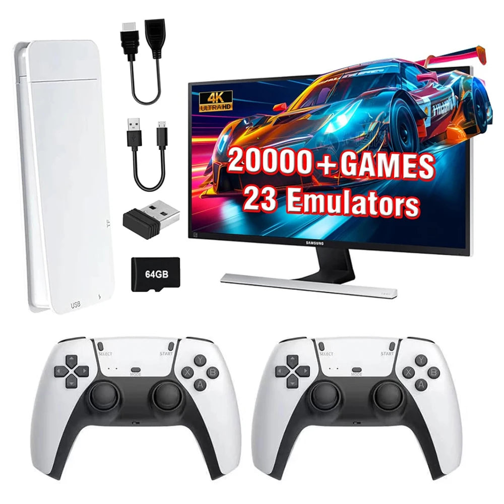 M15 4K Game Stick TV Video Game Console 64G Built-In 20000 Games Retro Handheld Game Player with Wireless Gamepad Controller