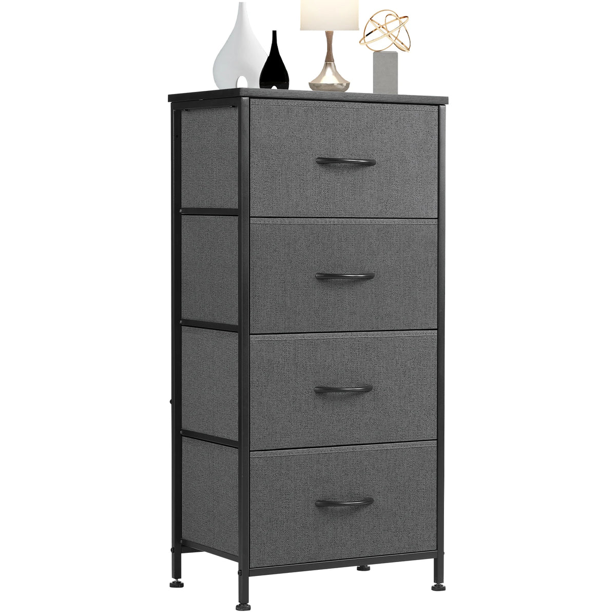 JHK Bedroom Dresser with 4 Fabric Drawers, Steel Frame Nightstand and Closet for Clothes Storage
