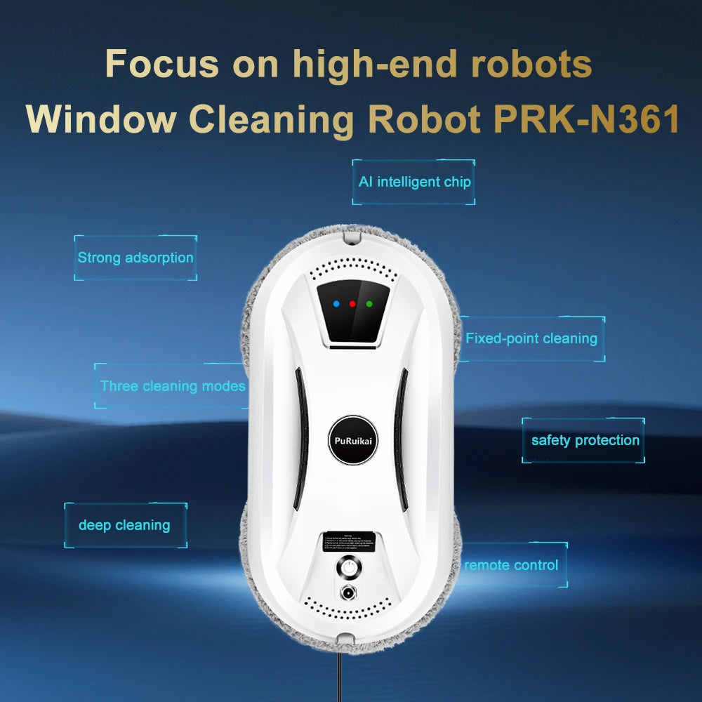 Puruikai Ultra-Thin Robot Vacuum and Window Cleaning Robot with Remote Control for Home Use