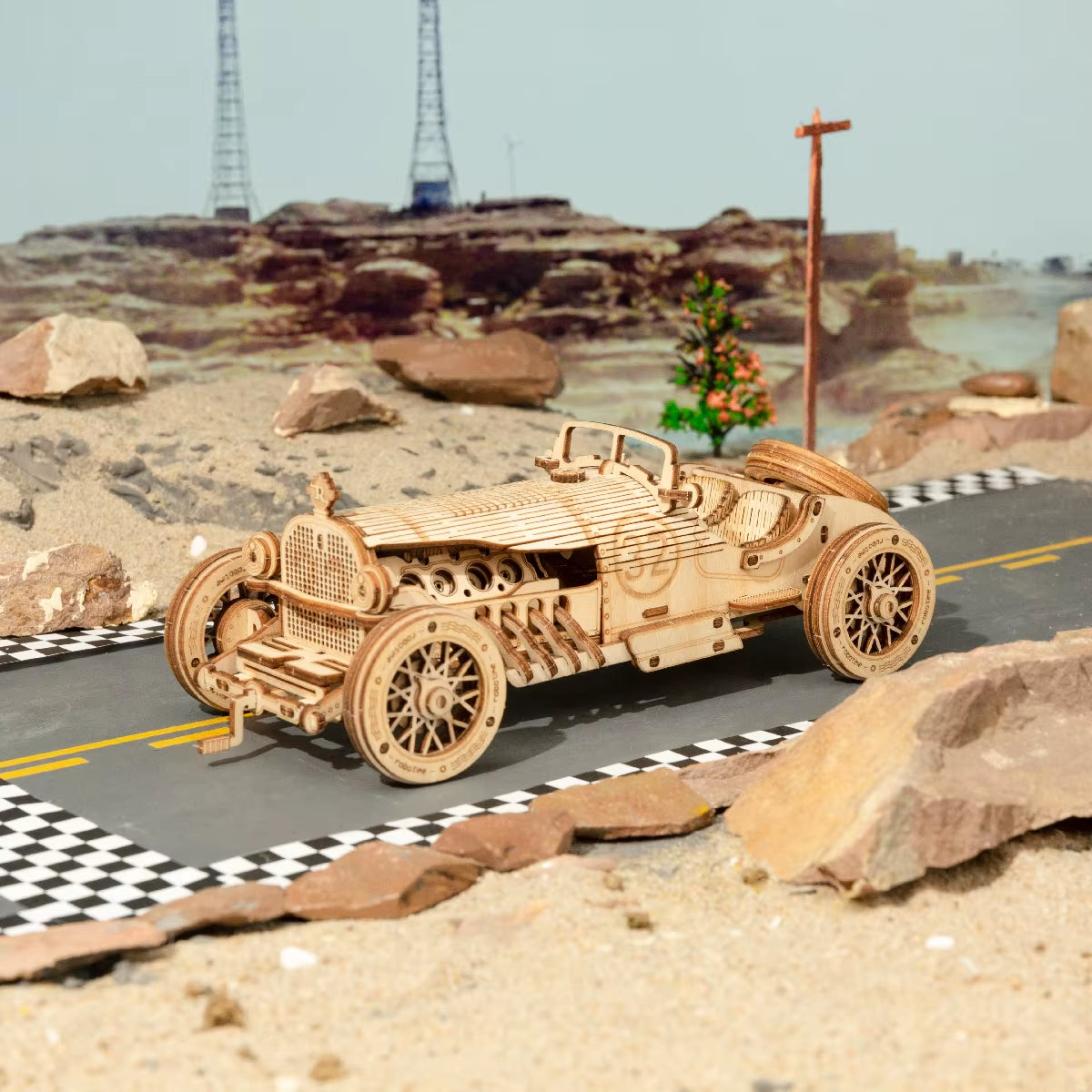 Robotime Classic Car 3D Wooden Puzzle Model Kits: Vintage Train, Army Jeep, and Heavy Truck at 1:15 Scale for Children