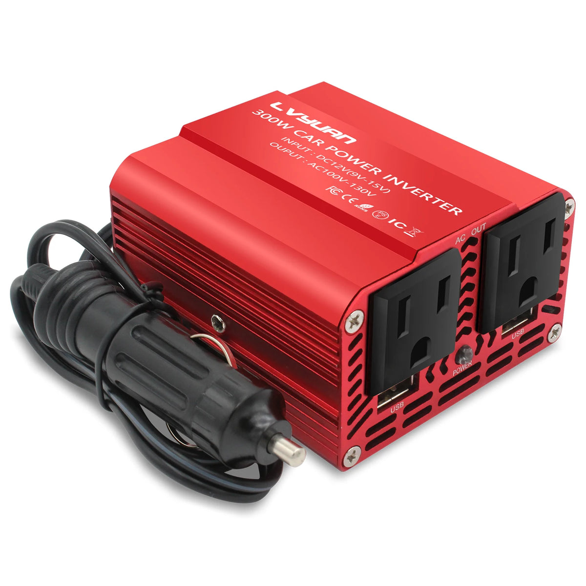 500W/300W Mini Portable Car Inverter DC12V to AC110V with USB 5V 3.1A Output and US Socket