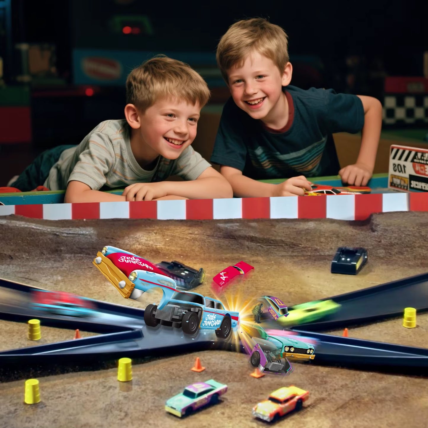 VATOS CRASH RACERS Track Speed Collision Racing Car Set Rechargeable Cars the Fast and the Furious Racing Toys Gifts Kids Game