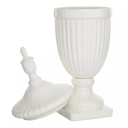 26-Inch Contemporary White Ceramic Vase - Elegant Large Tabletop Decor with Unique Design