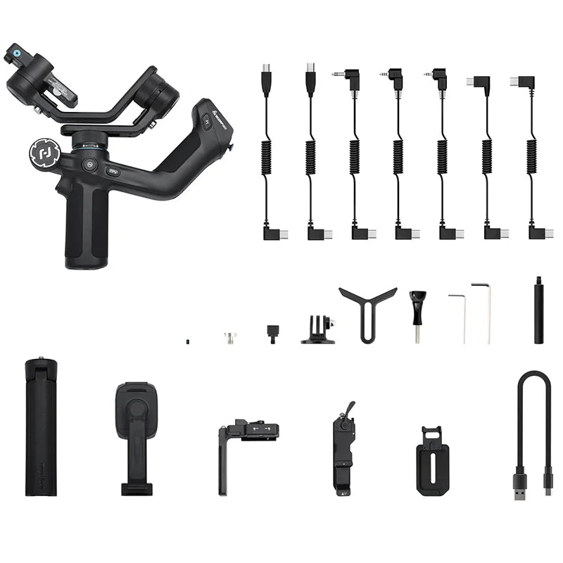 SCORP Mini 2 Handheld Gimbal 3-Axis Mirrorless & Action Camera Smartphone with AI Tracker Magnetic Fill, 1.2Kg Payload