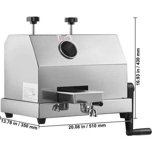 Succebuy High Output Commercial Sugar Cane Juicer - 110 LBS/H with 3 Stainless Steel Rollers and 2.4" Large Inlet