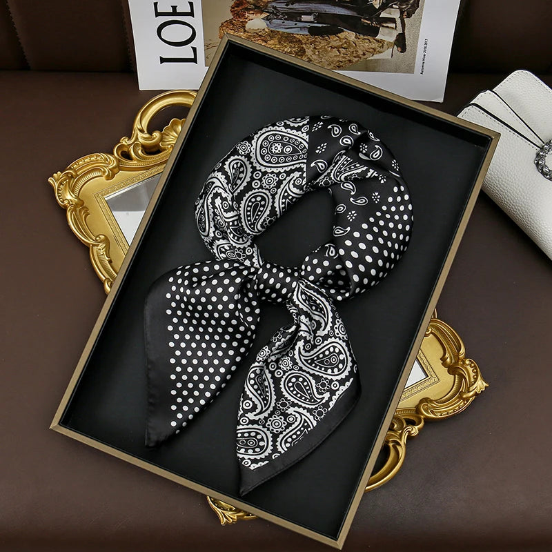2025 New Fashion 70X70Cmprinted Women'S Scarf Pashmina Silk Scarf Square Shawl Decorative Headband Neck Luxury Design Bandana