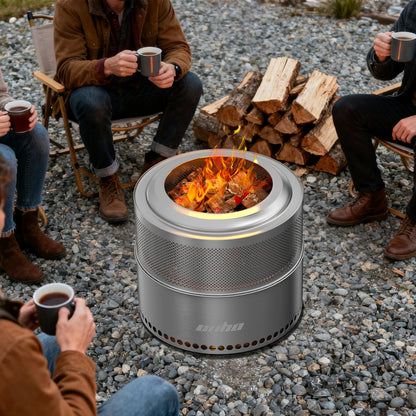 Large Stainless Steel Smokeless Wood Burning Fire Pit with Carry Bag for Outdoor Camping
