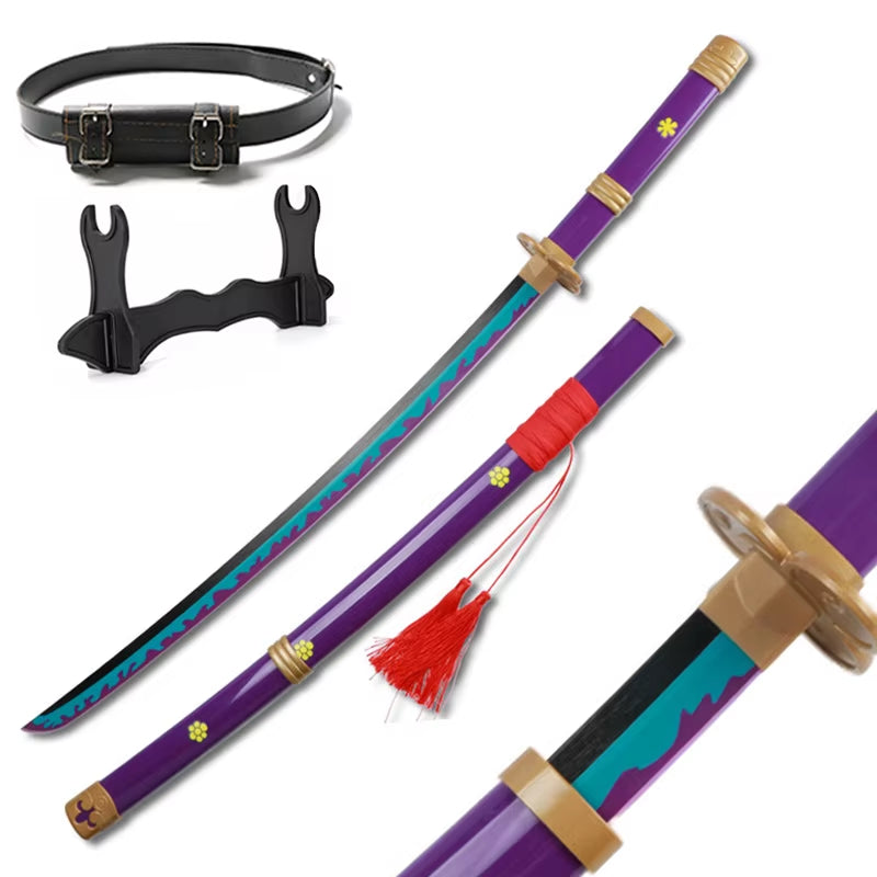 Set of 3 Handmade 41" Zoro Katanas - Anime Cosplay Swords Crafted from Bamboo Wood for Collectors and Gift Giving