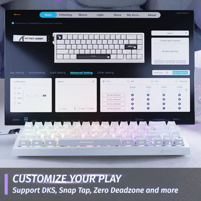 ATTACK SHARK X68 HE Rapid Trigger Mechanical Gaming Keyboard 60% Wired with Adjustable Actuation,Hall Effect Magnetic Switch,8Kh