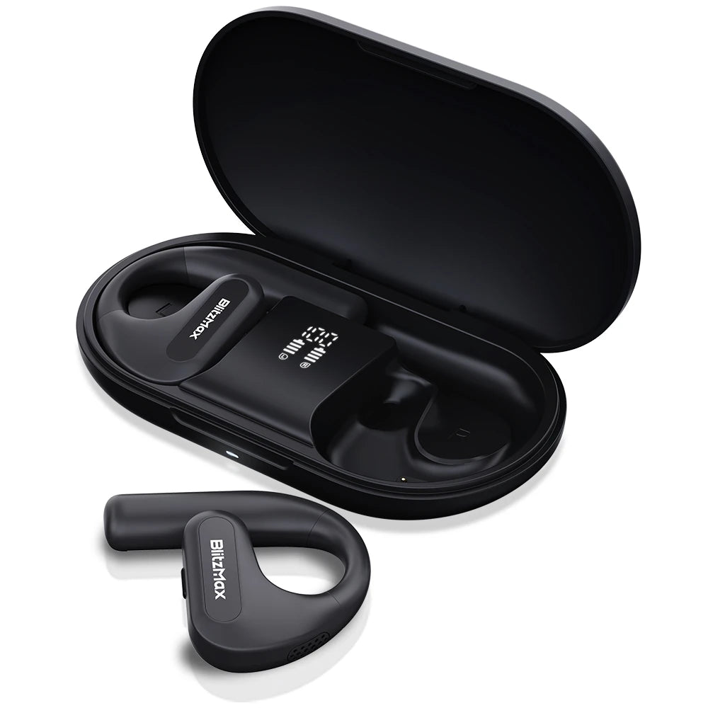 Blitzmax BM-CT2 Open Ear Headphones LED Power Display 16.2Mm Dynamic Drivers Deep Bass 60H Playtime Protable Earphone