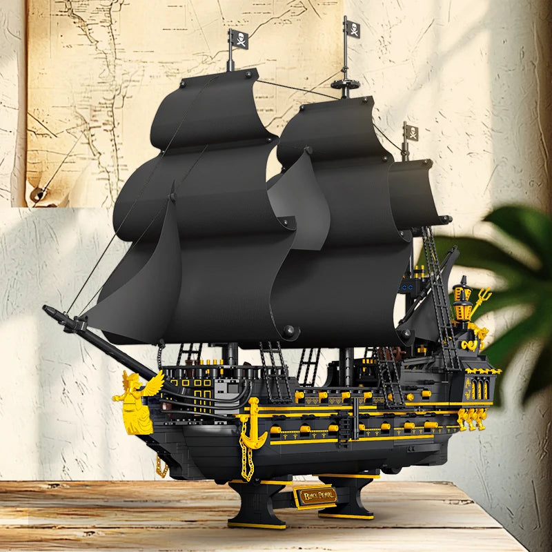 2076-Piece Pirate Ship Building Blocks Model - DIY Assembly Educational Sailboat Ornament for Kids and Adults