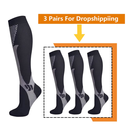 Brothock Athletic Compression Socks - 20-30 mmHg - 3 Pairs for Dropshipping - Nylon Medical Nursing Stockings