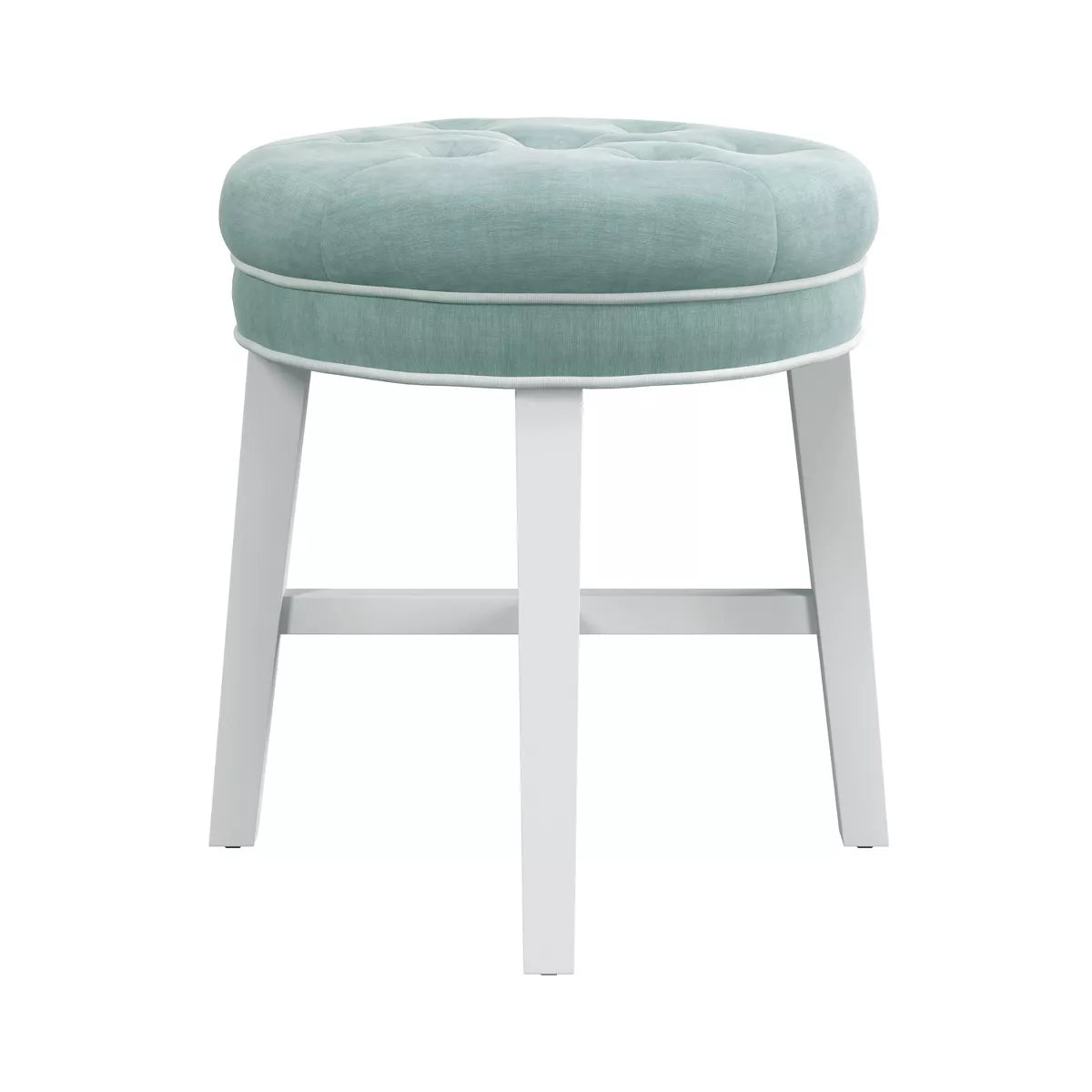 18" Sophia Tufted Backless Wood Vanity Stool - Linen Gray