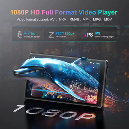 1080P Android 13.0 MP3 Player, 4.7-Inch Display, 32GB/96GB Storage, Bluetooth and Wi-Fi Connectivity, Expandable up to 1TB