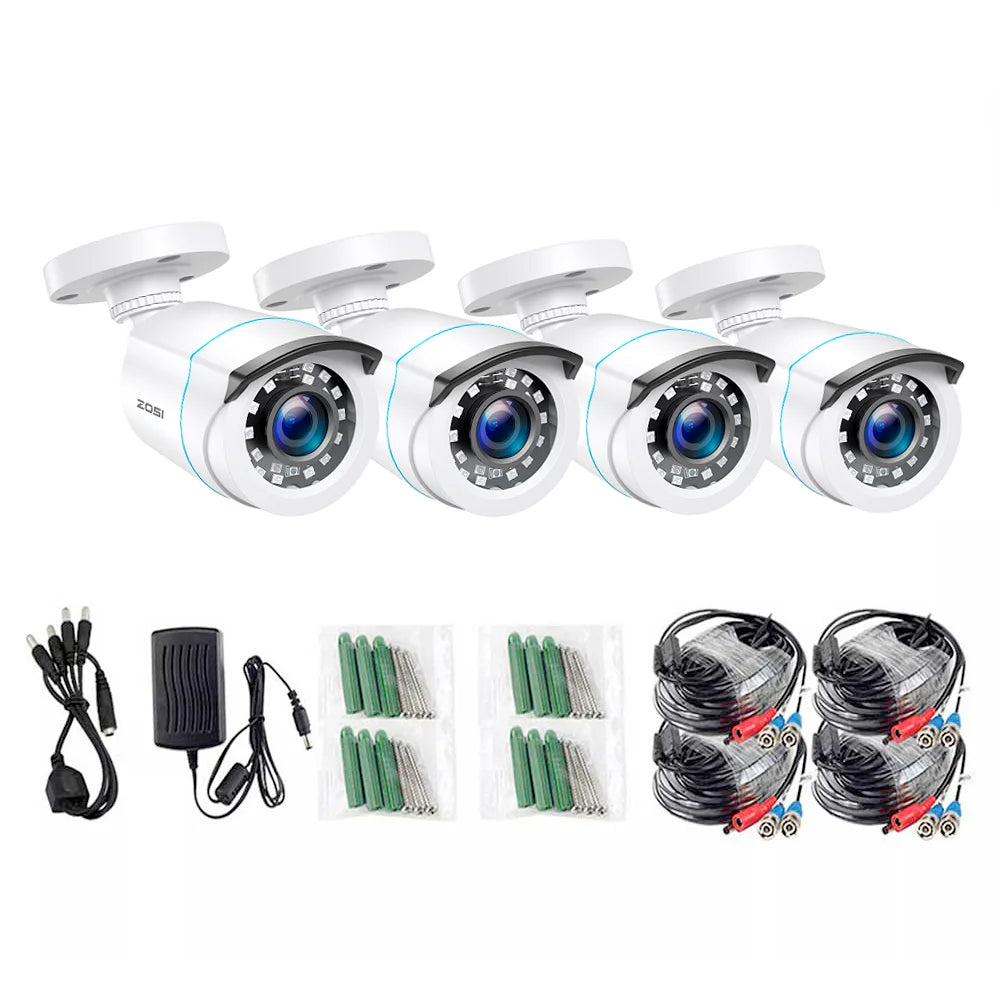 1080P 4 Pack HD TVI Security Cameras Outdoor Indoor Weatherproof Bullet Surveillance Camera for Analog CCTV DVR System