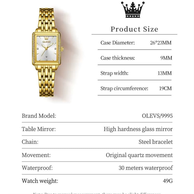 9995 Women'S Watch Luxury Elegant Diamond Watch Classic Original Brand Gold Stainless Steel Waterproof Women Quartz Watch