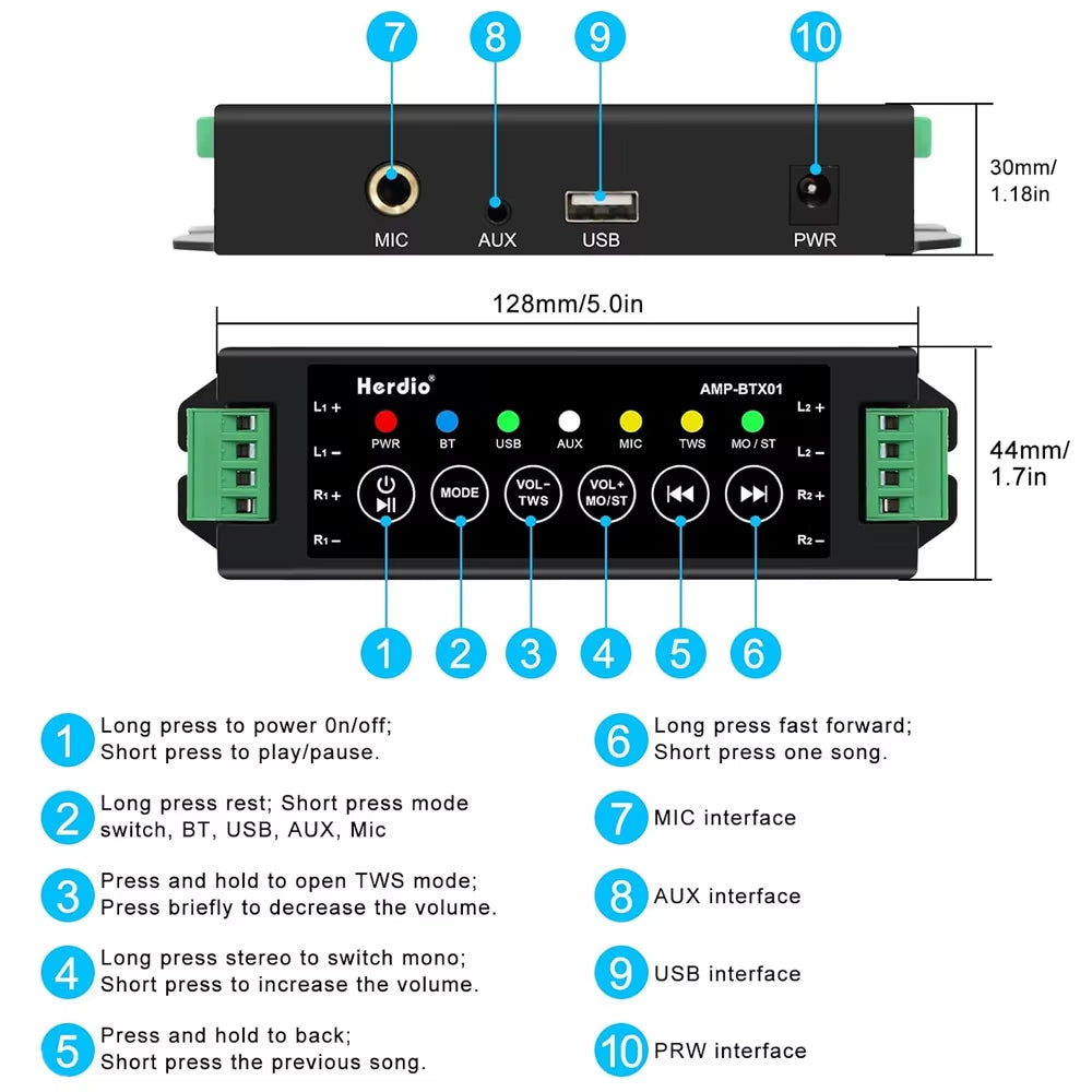 800W 6.5 Inch Outdoor Waterproof Bluetooth Speakers HD Digital Stereo Effect Wall Mounted Sound System for Patio 2 Pairs