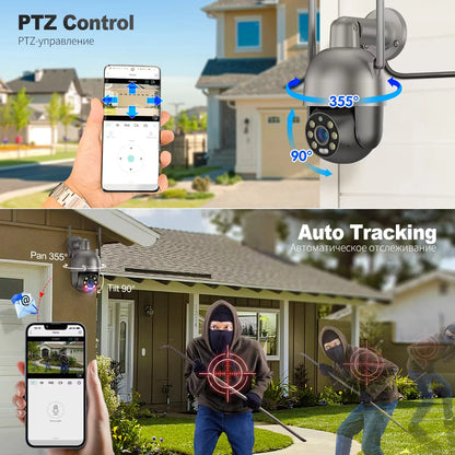 8MP 4K 2K PTZ Security Wireless IP Camera Video Surveillance WIFI Camera Outdoor AI Red-Blue Light Alarm Human Detected