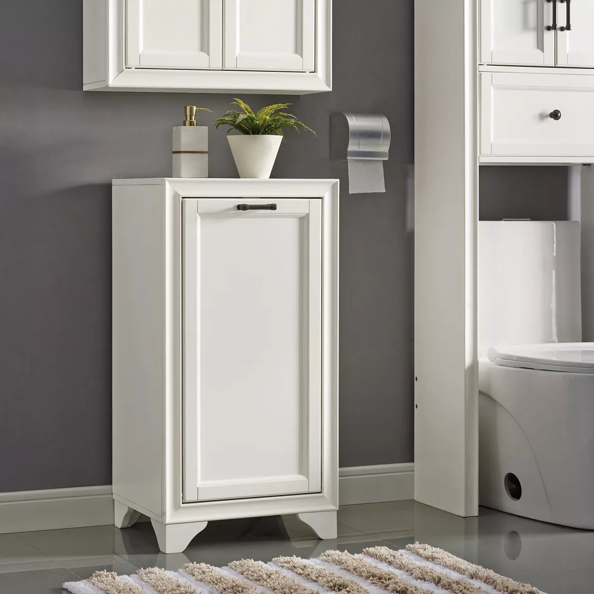 White Linen Hamper Decorative Wall Cabinet