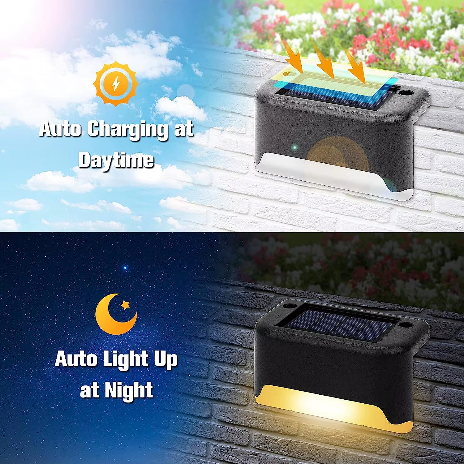 16-Pack Outdoor Solar Deck Lamp for Outdoor Stairs, Steps, Fences, Yards, Patios and Paths LED Light (Warm White)