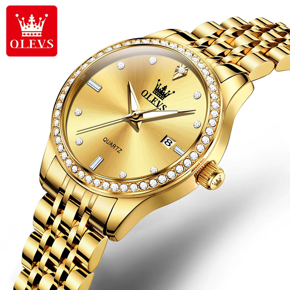 Luxury Brand Women'S Watches Elegant Gold Fashion Quartz Watch Luminous Versatile Waterproof Female Authentication Watch