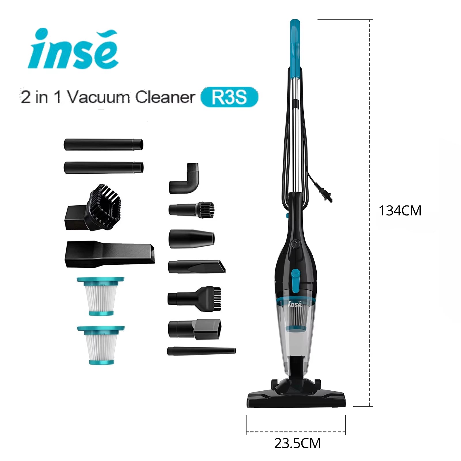 R3S Corded Vacuum Cleaner 16Kpa 6M Extra Long Cord Handheld Vacuum Cleaner for Car Cleaning Hard Floor Household Appliance