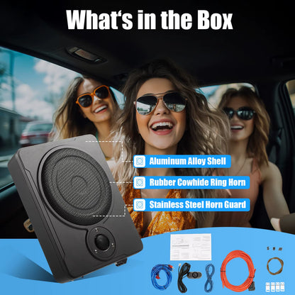 8 Inch 200W Car Under-Seat Active Subwoofer Power Amplifier Bass Box Car Ultra Slim Subwoofer Car Stereo Audio Speaker 30-100Hz