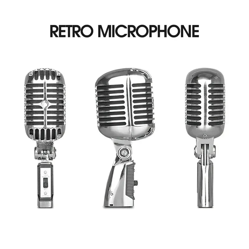 Vintage Metal Microphone for 55SH Classic Dynamic Vocal Mic Universal Stand for Live Performance Karaoke