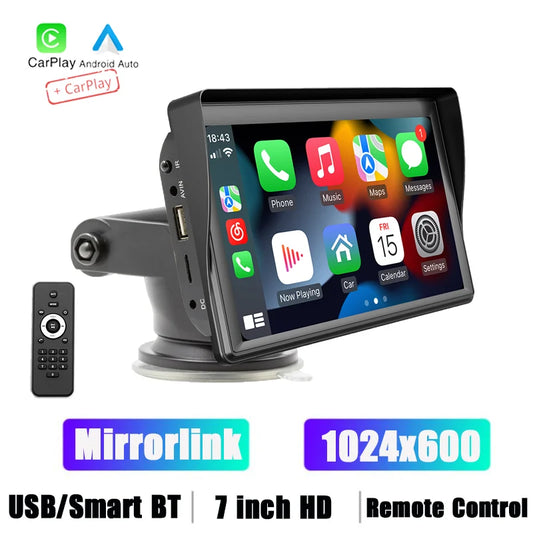 Universal 7" HD Portable Car MP5 Wireless Android Auto/Carplay BT Mirrorlink Car Player Remote Control Cat Stereo