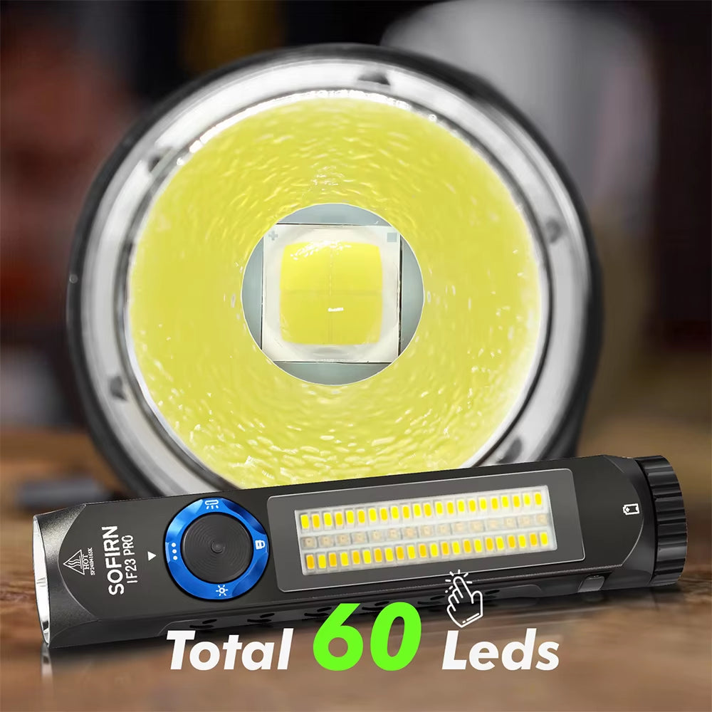 IF23 PRO 5000Lm Flashlight XHP70B Led Rechargeable USB C Super Bright EDC Torch with RGB Magnet for Outdoor Emergency