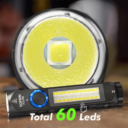 IF23 PRO 5000Lm Flashlight XHP70B Led Rechargeable USB C Super Bright EDC Torch with RGB Magnet for Outdoor Emergency