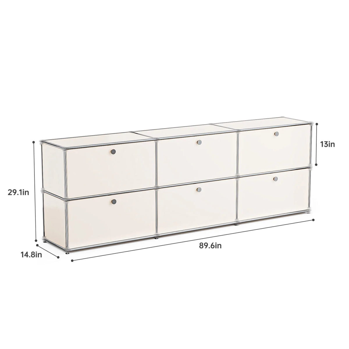Contemporary Stainless Steel Storage Cabinet and TV Stand for Living Room and Home Office