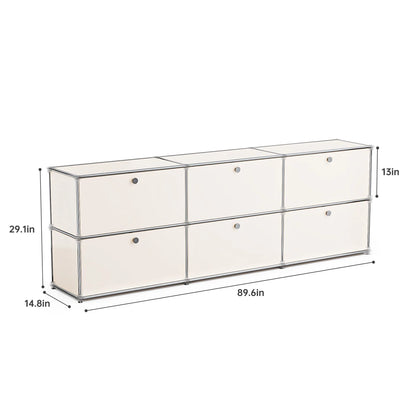 Contemporary Stainless Steel Storage Cabinet and TV Stand for Living Room and Home Office