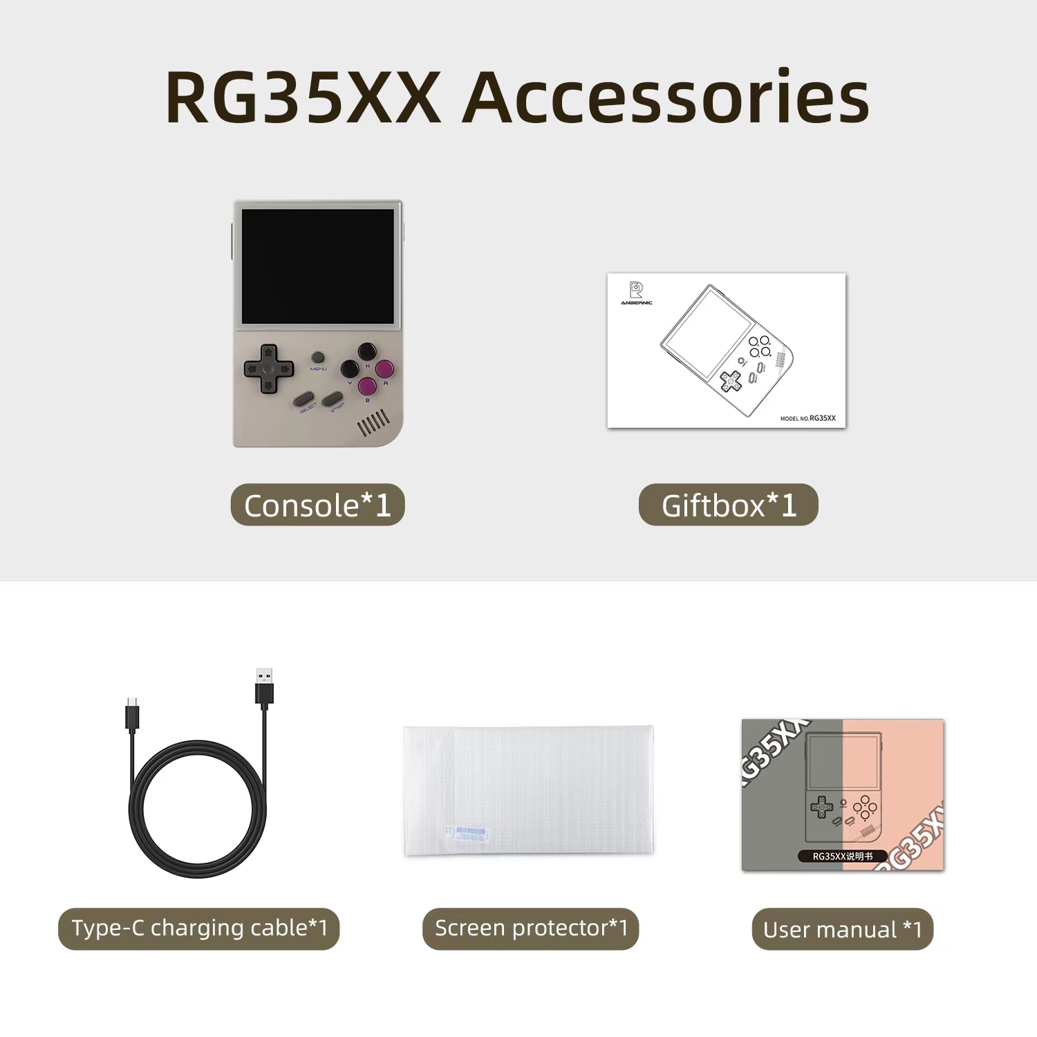 RG35XX Retro Handheld Game Player Built-In 64G TF 6000+ Classic Games Linux Garlicos Portable for Travel Kids Gift