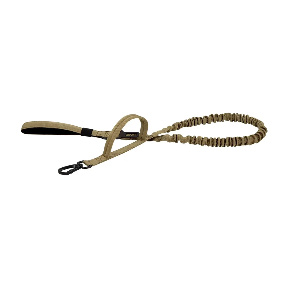 Adjustable Military Dog Leash with Quick Release Elastic Rope and Dual Control Handles for Medium and Small Dogs