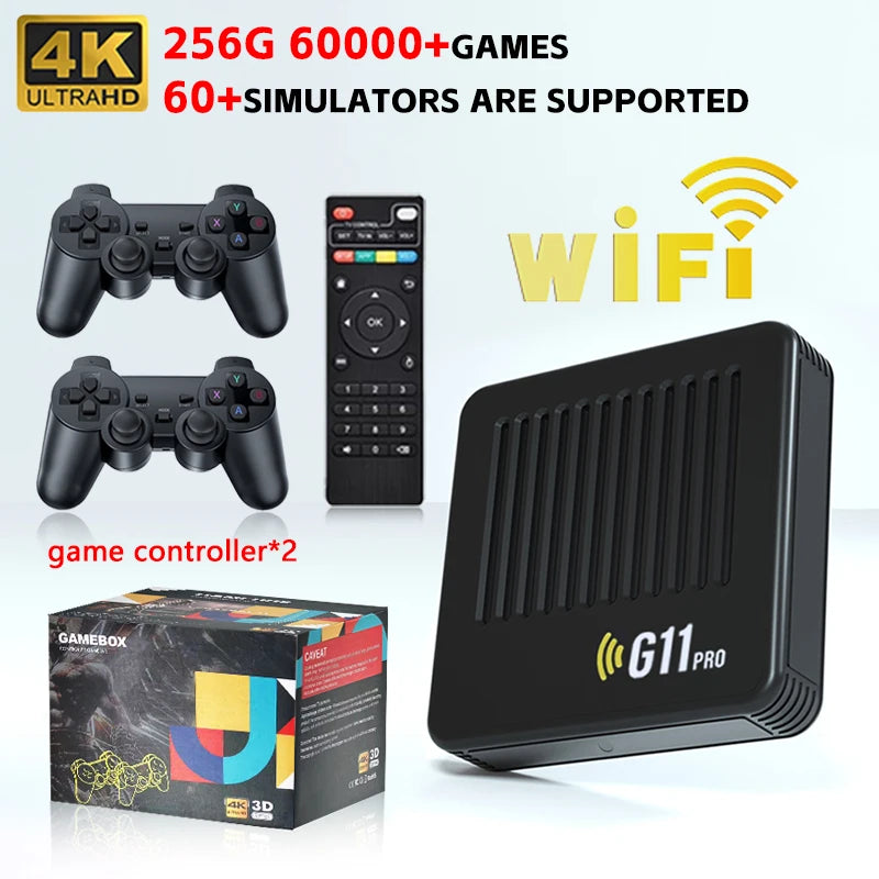 Video Game Console G11 Pro 4K HD 2.4G 256GB Wireless Controller Emuelec4.3 S905X2 Dual System Family Gamebox Built-In 60000 Game