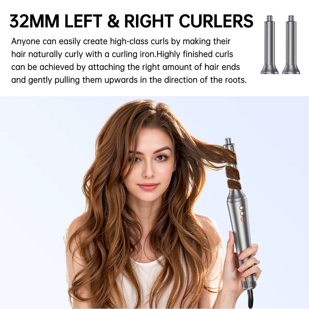 5 in 1 Hair Dryer,Multi Styling Tool,Straightener & 32Mm Curling 300 Million Negative Ions Hair Care 1-3 Mins Quick Drying Gifts